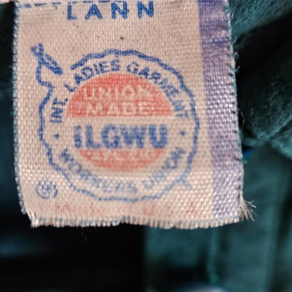 Vintage Union Made Lilli Ann Collections Teal Pullover Sweater With Suede Detail - Picture 5 of 10